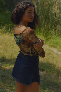 Rose Rebellion Floral Mesh Long-Sleeve Crop Top - ShopPromesa