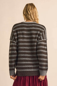 Front Row Striped Knit Exposed-Seam Sweater - ShopPromesa