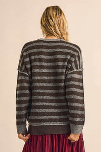 Front Row Striped Knit Exposed-Seam Sweater - ShopPromesa