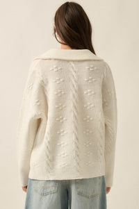 Amazing Day Cable-Knit Collared Split-Neck Sweater - ShopPromesa