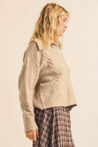 Amazing Day Cable-Knit Collared Split-Neck Sweater - ShopPromesa