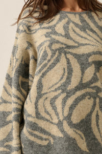 Branching Out Floral Jacquard-Knit Oversize Sweater - ShopPromesa