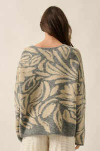 Branching Out Floral Jacquard-Knit Oversize Sweater - ShopPromesa