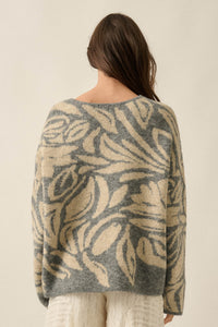 Branching Out Floral Jacquard-Knit Oversize Sweater - ShopPromesa