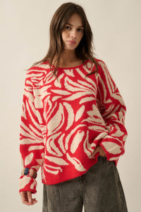 Branching Out Floral Jacquard-Knit Oversize Sweater - ShopPromesa