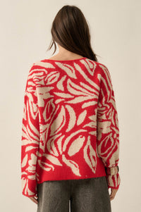 Branching Out Floral Jacquard-Knit Oversize Sweater - ShopPromesa