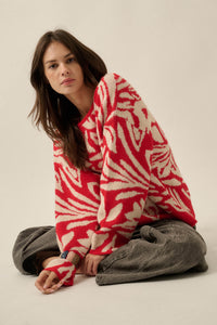 Branching Out Floral Jacquard-Knit Oversize Sweater - ShopPromesa