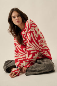 Branching Out Floral Jacquard-Knit Oversize Sweater - ShopPromesa