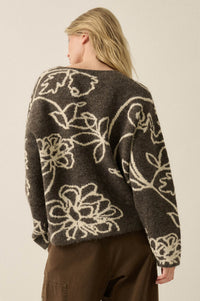 Out on a Limb Floral Jacquard-Knit Oversize Sweater - ShopPromesa
