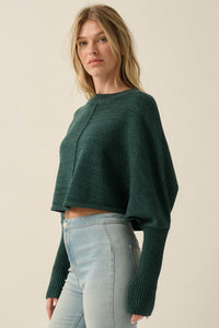 Living Well Cropped Dolman-Sleeve Poncho Sweater - ShopPromesa