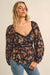 Butterfly Garden Floral Balloon-Sleeve Peasant Top - ShopPromesa
