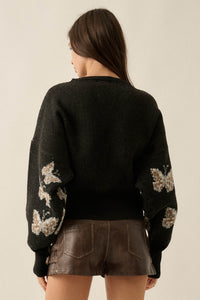 Fly Girl Butterfly Jacquard-Knit Cropped Sweater - ShopPromesa