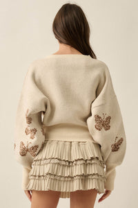 Fly Girl Butterfly Jacquard-Knit Cropped Sweater - ShopPromesa
