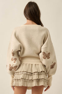 Fly Girl Butterfly Jacquard-Knit Cropped Sweater - ShopPromesa