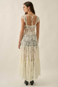 Secret Romance Sheer Lace Button-Front Maxi Top - ShopPromesa
