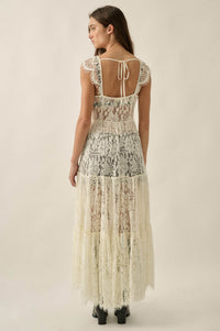 Secret Romance Sheer Lace Button-Front Maxi Top - ShopPromesa