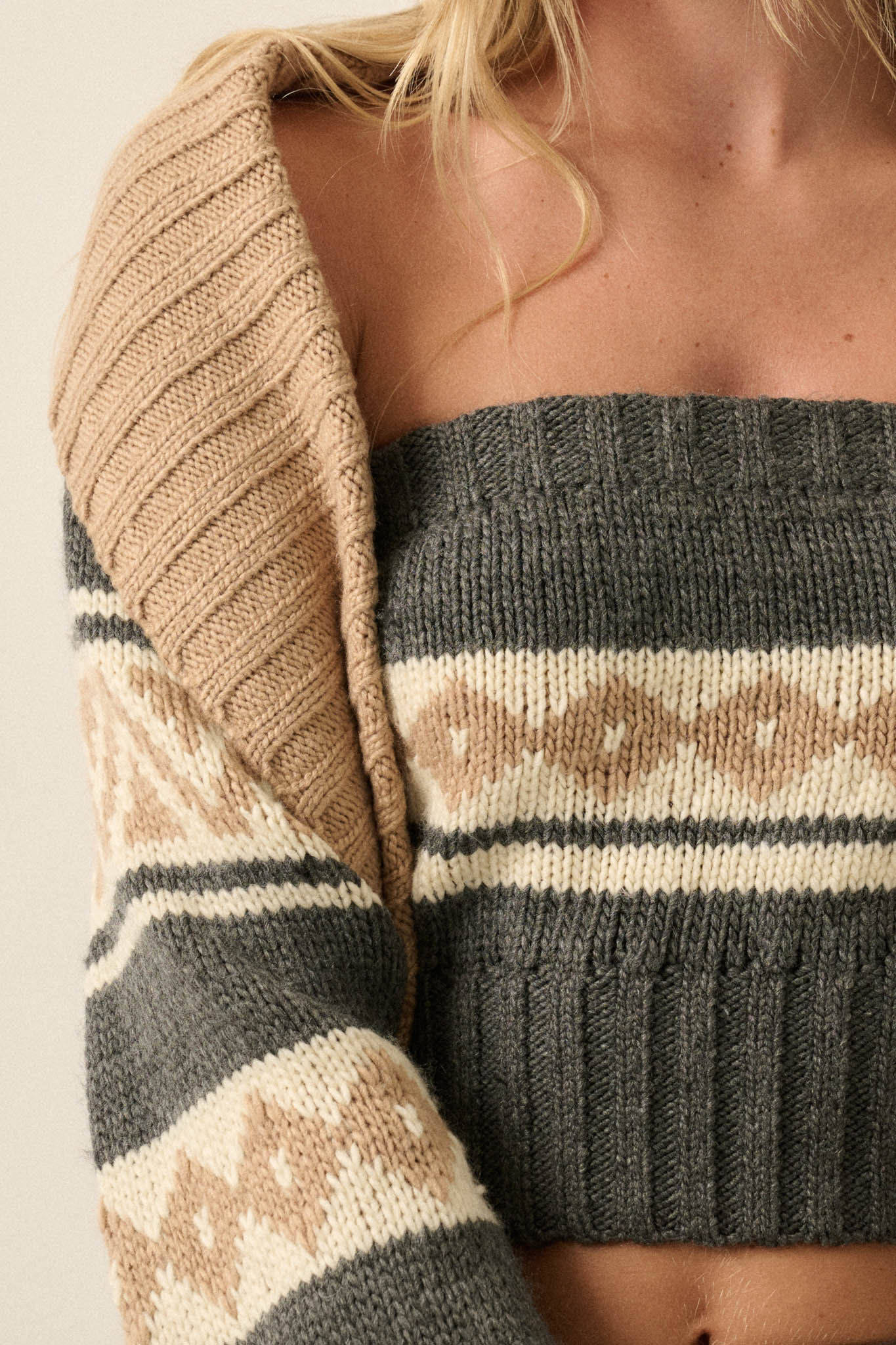 Chic Chalet Fair Isle Knit Shrug and Tube Top Set - ShopPromesa