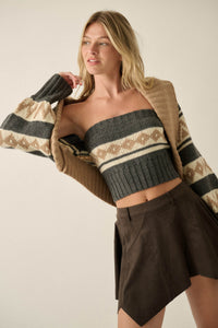 Chic Chalet Fair Isle Knit Shrug and Tube Top Set - ShopPromesa