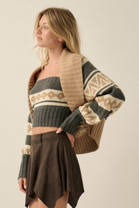 Chic Chalet Fair Isle Knit Shrug and Tube Top Set - ShopPromesa