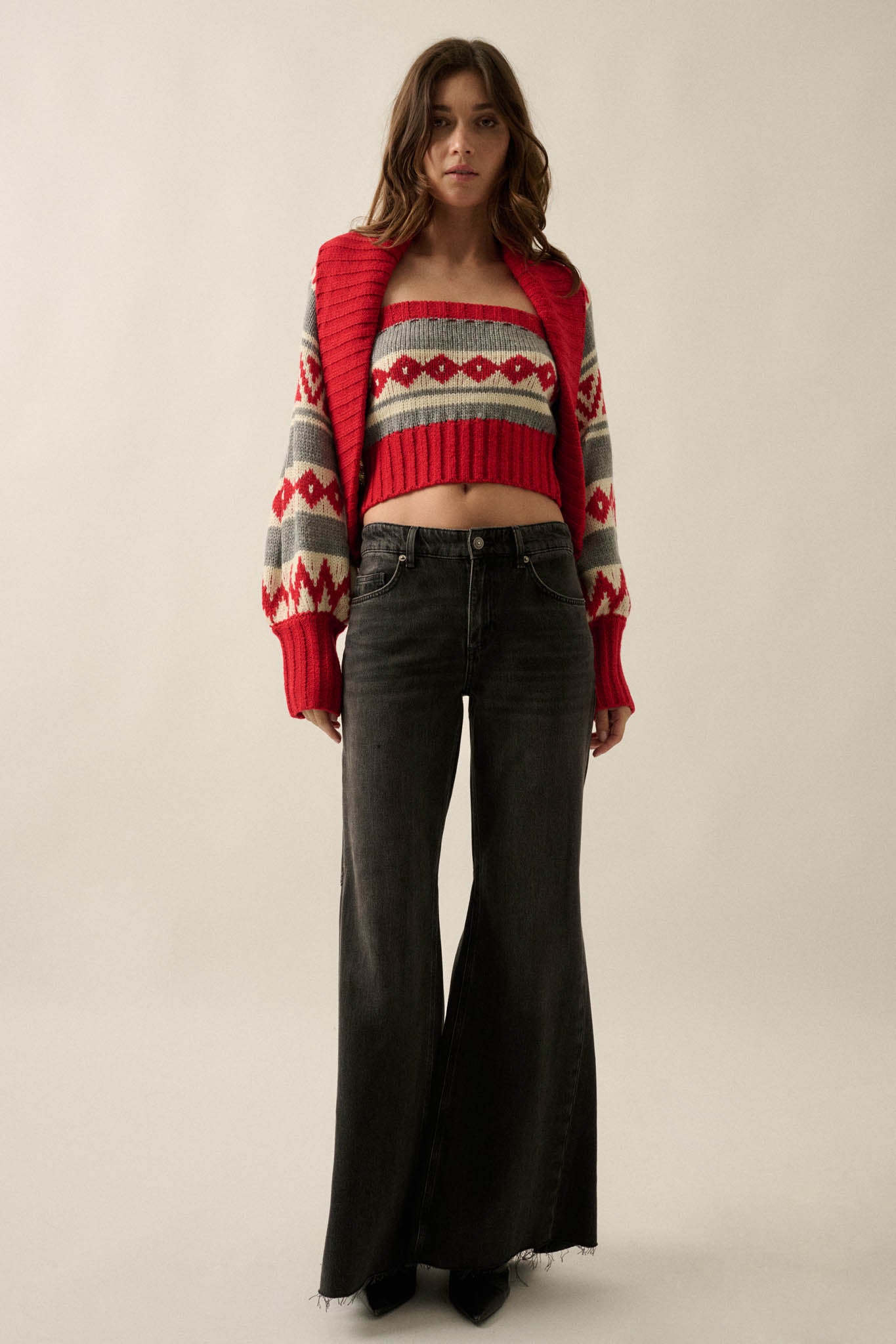 Chic Chalet Fair Isle Knit Shrug and Tube Top Set - ShopPromesa