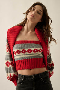 Chic Chalet Fair Isle Knit Shrug and Tube Top Set - ShopPromesa