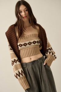 Chic Chalet Fair Isle Knit Shrug and Tube Top Set - ShopPromesa