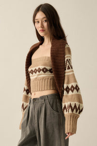 Chic Chalet Fair Isle Knit Shrug and Tube Top Set - ShopPromesa
