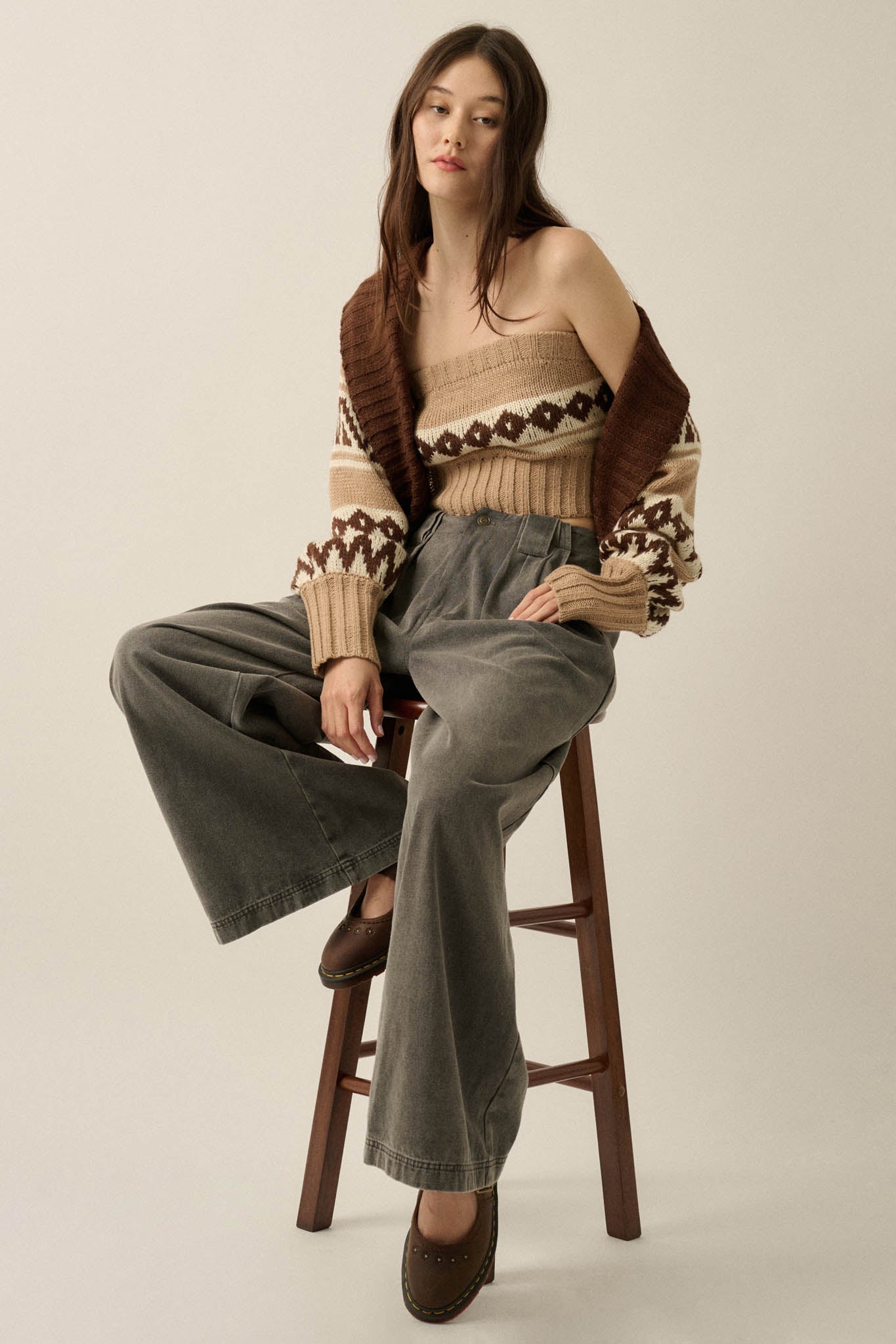 Chic Chalet Fair Isle Knit Shrug and Tube Top Set - ShopPromesa