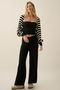 Going My Way Striped Ribbed Knit Shrug Cardigan - ShopPromesa