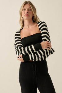 Going My Way Striped Ribbed Knit Shrug Cardigan - ShopPromesa