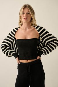 Going My Way Striped Ribbed Knit Shrug Cardigan - ShopPromesa