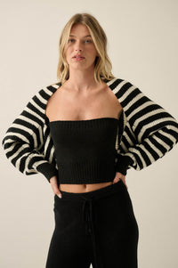 Going My Way Striped Ribbed Knit Shrug Cardigan - ShopPromesa