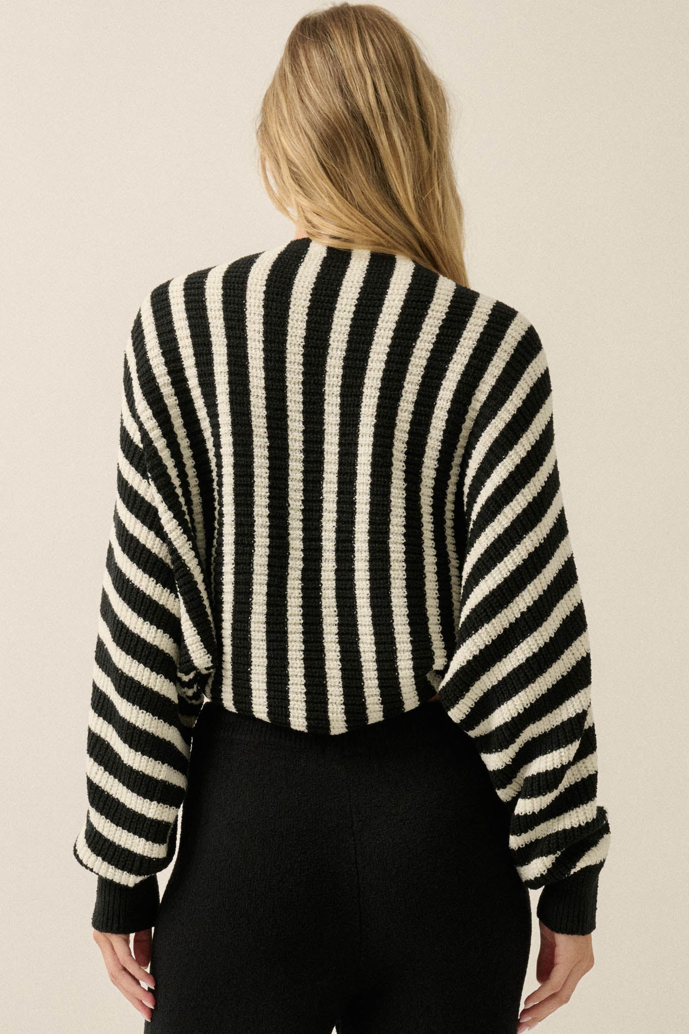 Going My Way Striped Ribbed Knit Shrug Cardigan - ShopPromesa