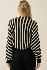 Going My Way Striped Ribbed Knit Shrug Cardigan - ShopPromesa