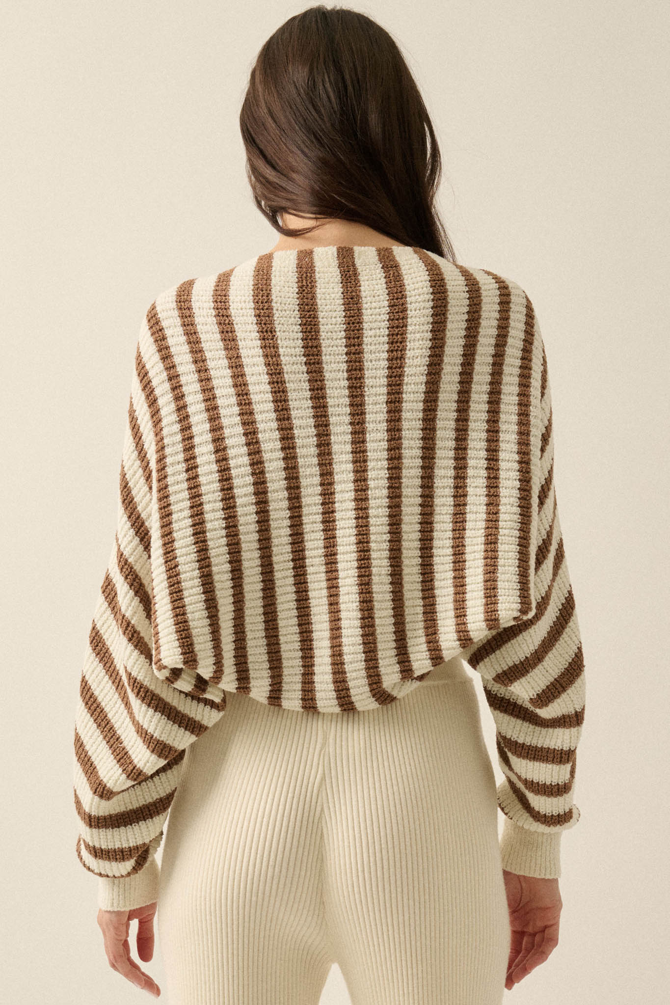 Going My Way Striped Ribbed Knit Shrug Cardigan - ShopPromesa