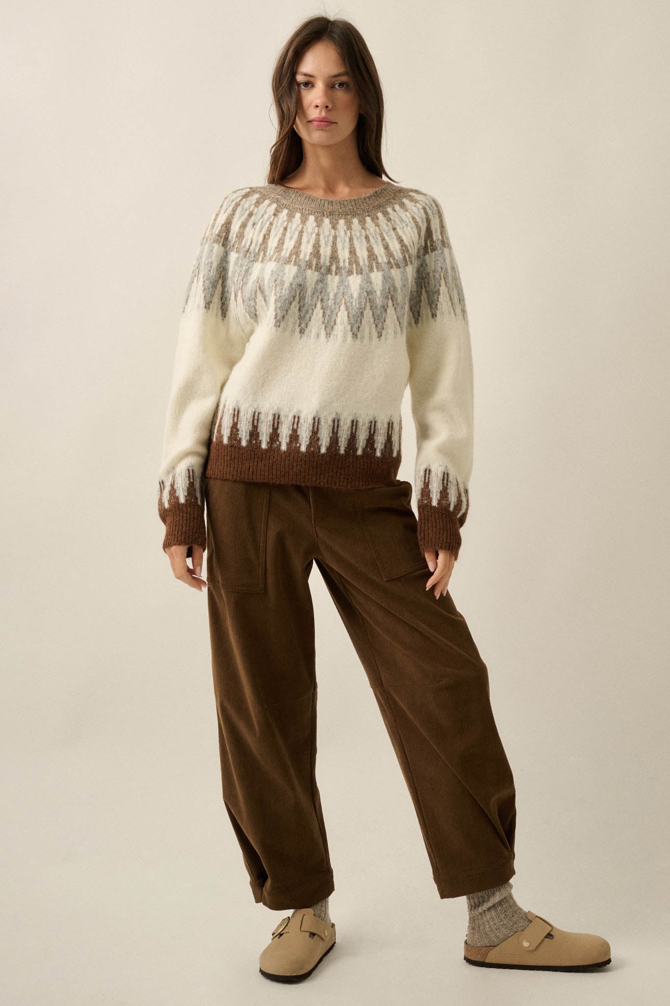 Mountain Retreat Fair Isle Knit Yoke Sweater - ShopPromesa