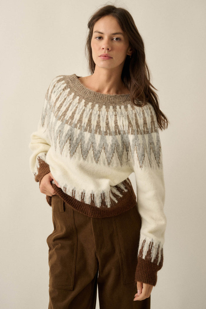 Mountain Retreat Fair Isle Knit Yoke Sweater - ShopPromesa
