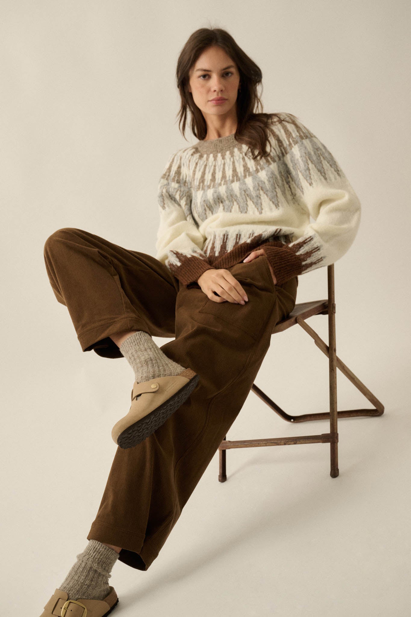 Mountain Retreat Fair Isle Knit Yoke Sweater - ShopPromesa