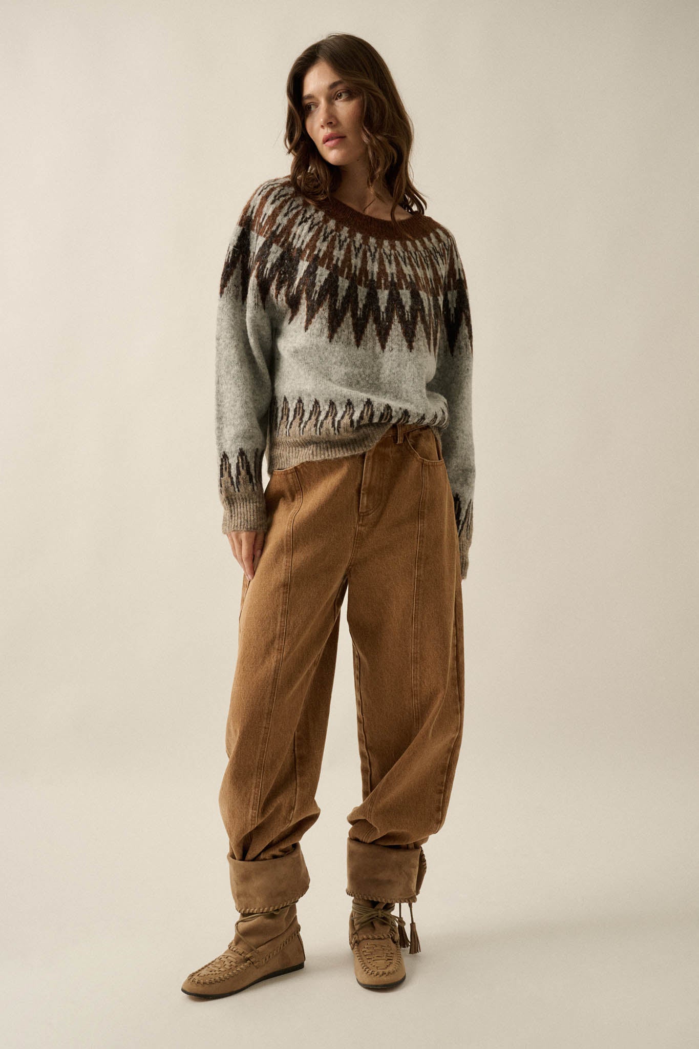 Mountain Retreat Fair Isle Knit Yoke Sweater - ShopPromesa