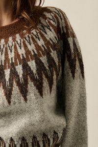 Mountain Retreat Fair Isle Knit Yoke Sweater - ShopPromesa