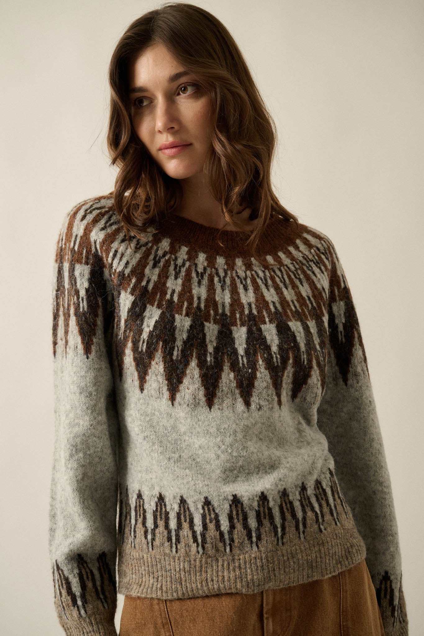 Mountain Retreat Fair Isle Knit Yoke Sweater - ShopPromesa