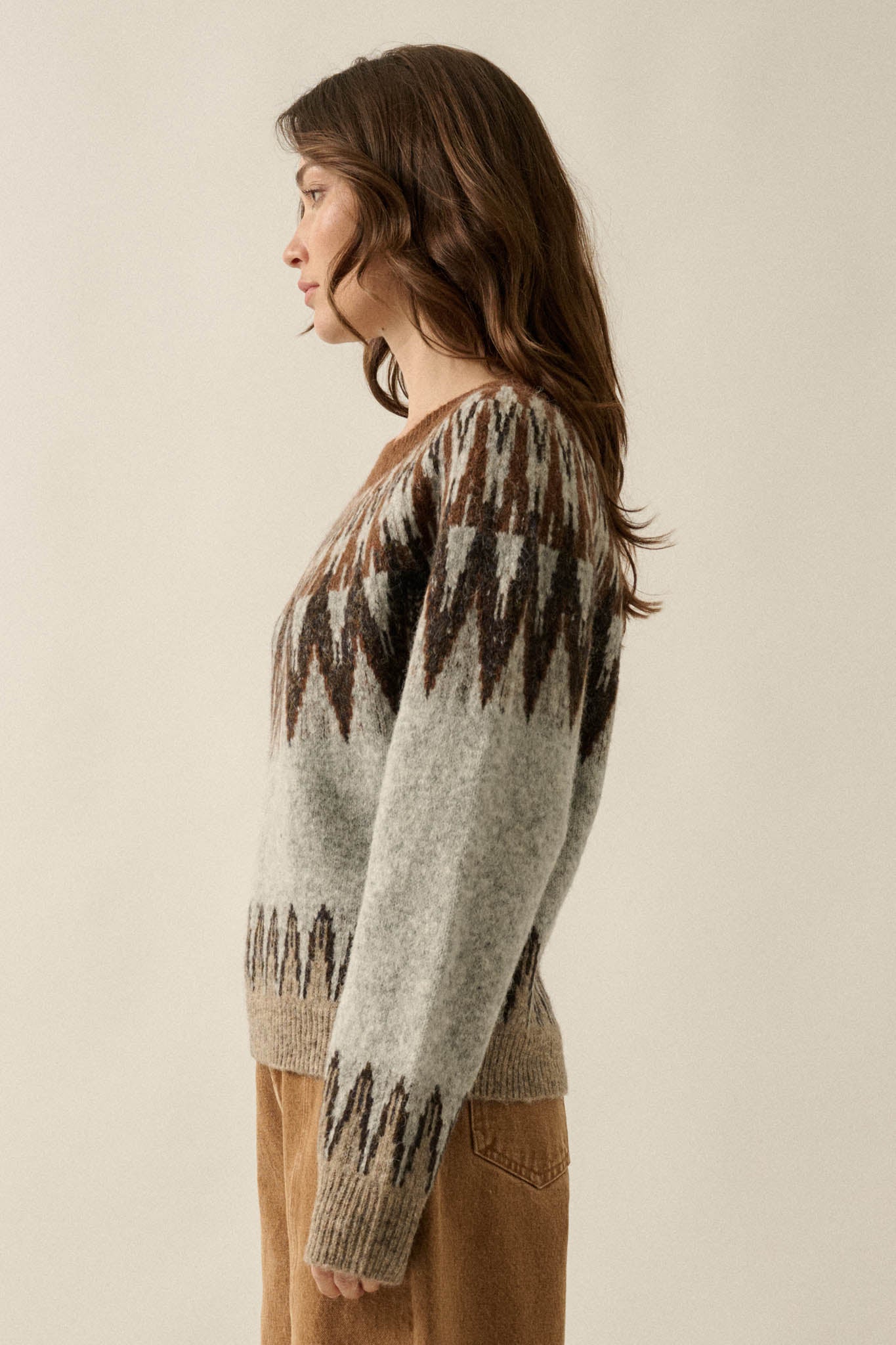 Mountain Retreat Fair Isle Knit Yoke Sweater - ShopPromesa