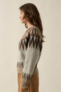 Mountain Retreat Fair Isle Knit Yoke Sweater - ShopPromesa