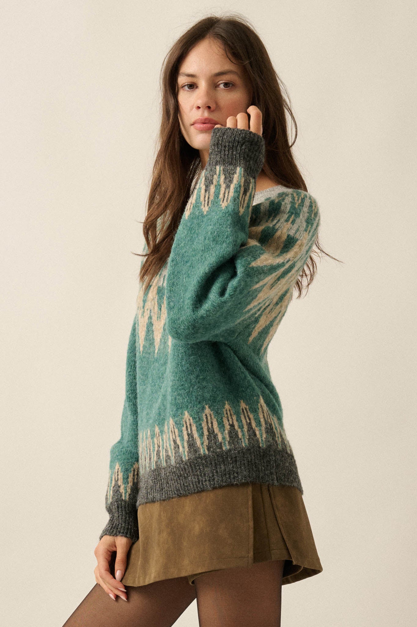Mountain Retreat Fair Isle Knit Yoke Sweater - ShopPromesa