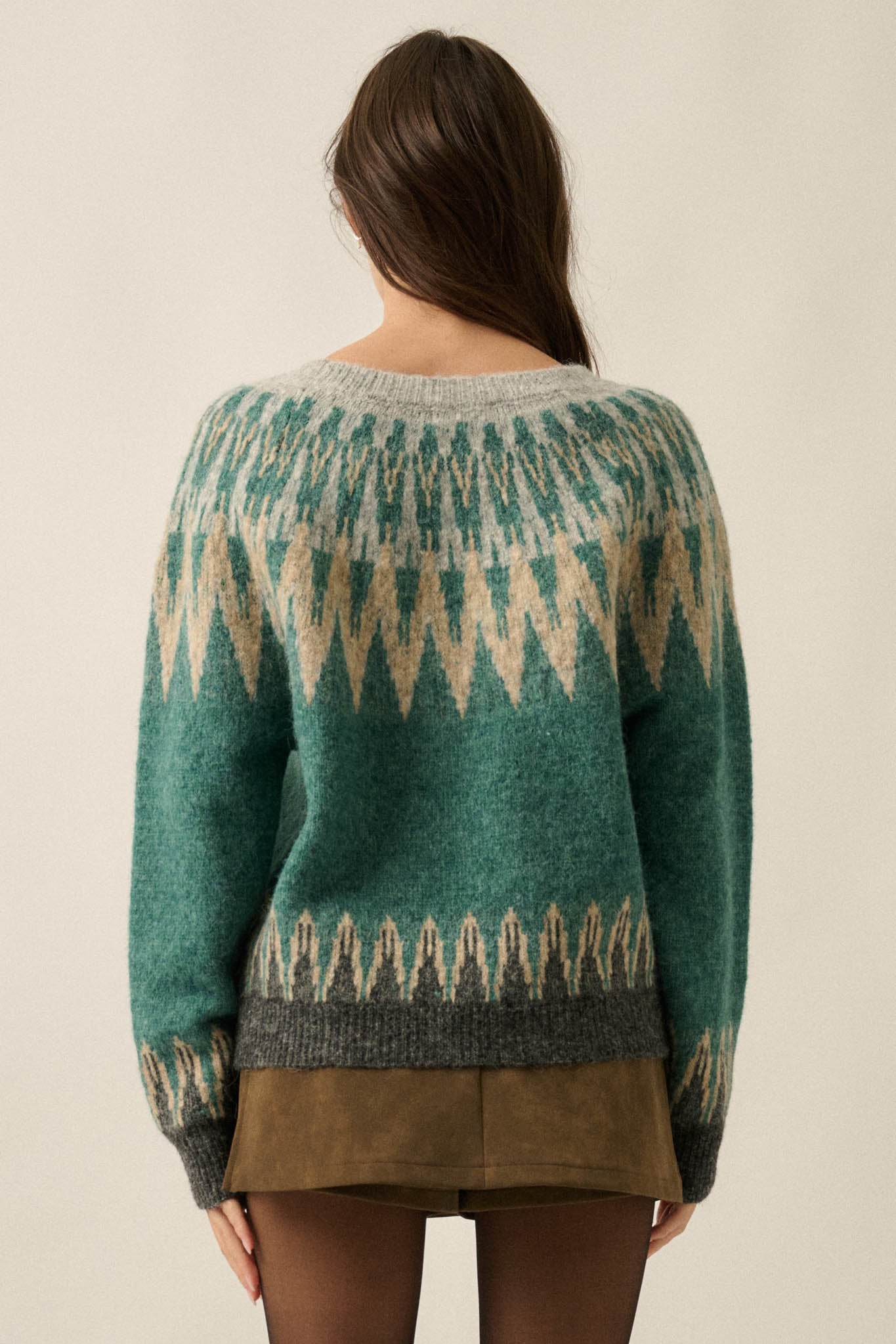 Mountain Retreat Fair Isle Knit Yoke Sweater - ShopPromesa