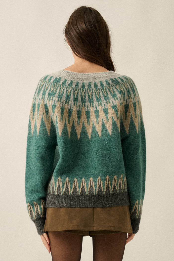 Mountain Retreat Fair Isle Knit Yoke Sweater - ShopPromesa