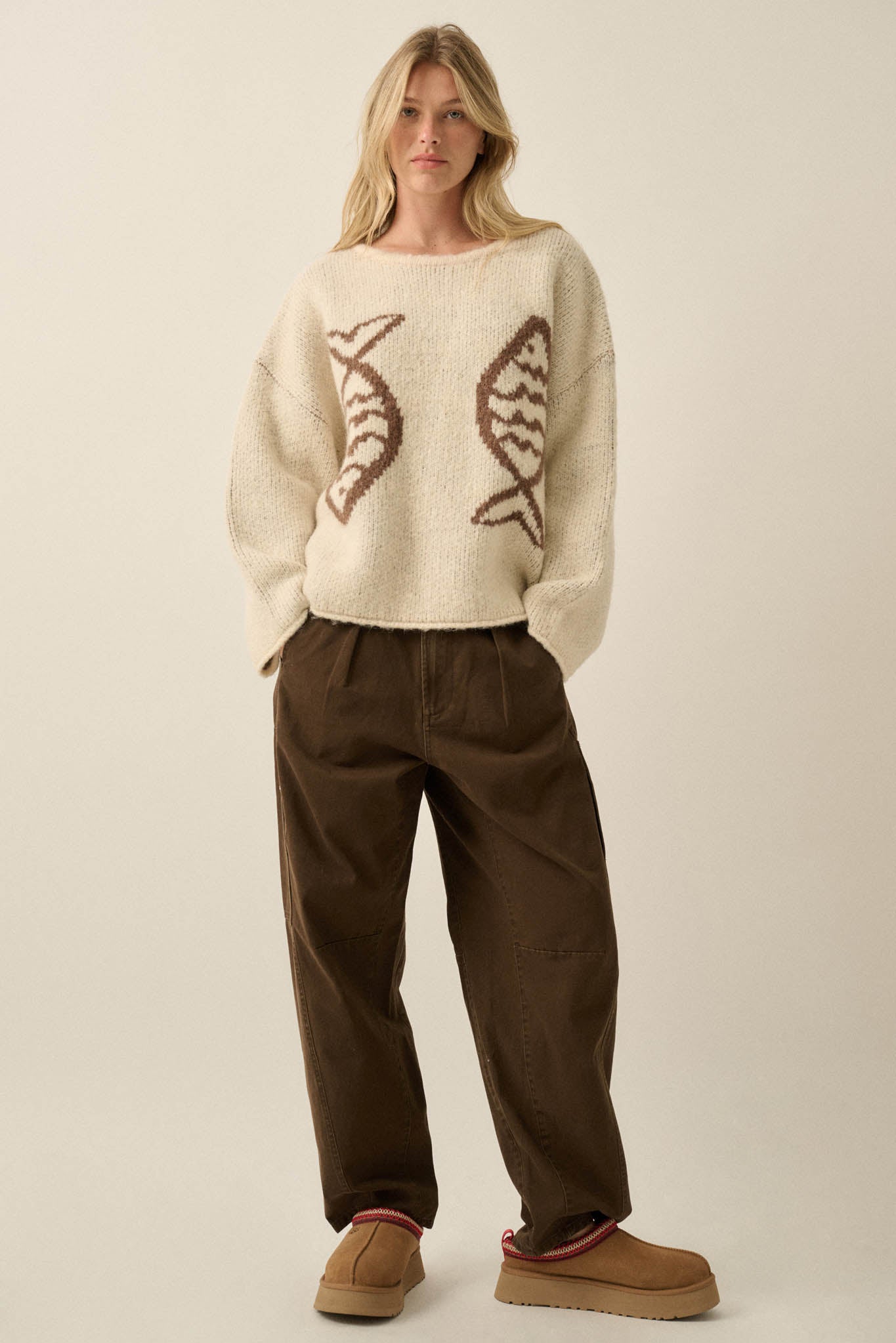 Big Fish Jacquard-Knit Rolled-Edge Sweater - ShopPromesa