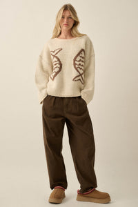 Big Fish Jacquard-Knit Rolled-Edge Sweater - ShopPromesa
