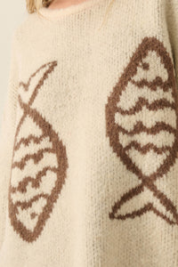 Big Fish Jacquard-Knit Rolled-Edge Sweater - ShopPromesa