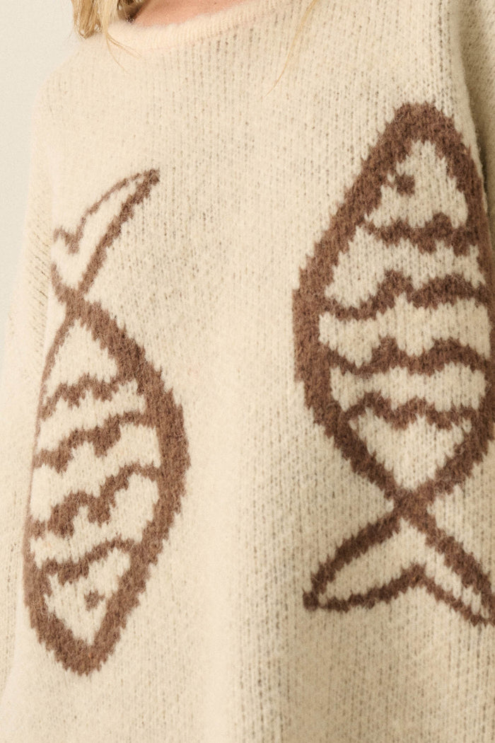 Big Fish Jacquard-Knit Rolled-Edge Sweater - ShopPromesa